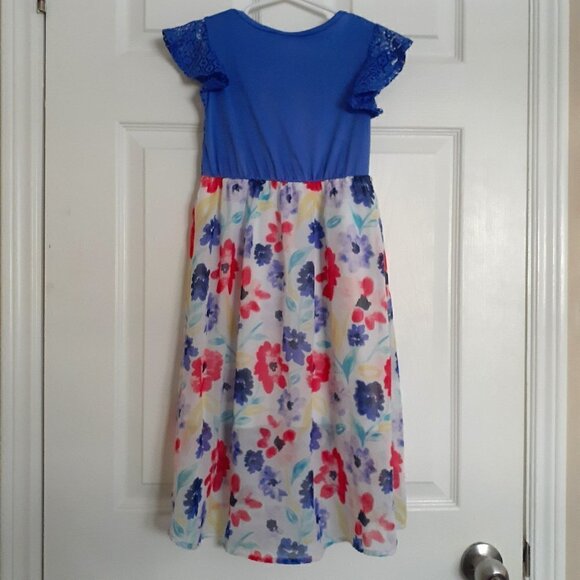 Wonder Nation Girl's Size M (7-8) Blue White Floral Lace Sheer Dress - Picture 3 of 10